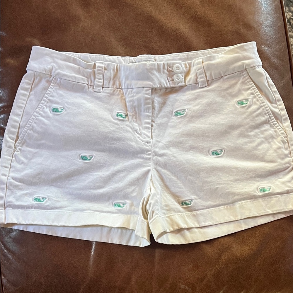 Vineyard Vines White Embroidered Whale Shorts